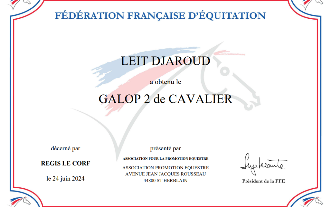 Les galops 1 et 2 en poche pour les élèves de la Section Sportive!